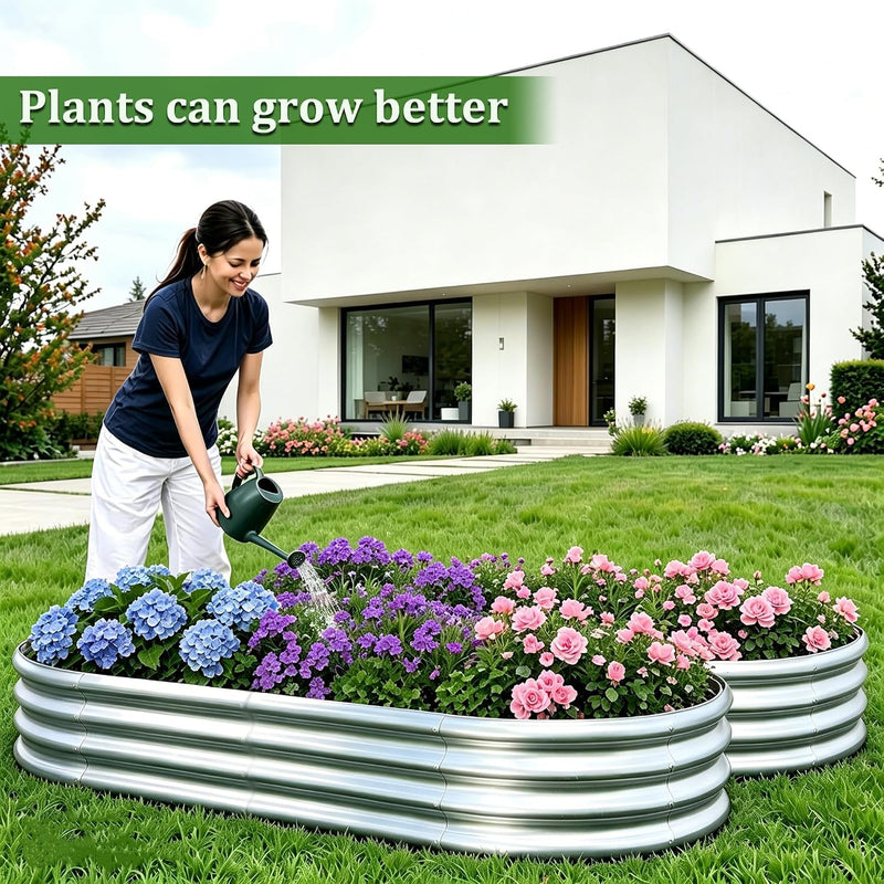 2pcs Raised Garden Bed 4x2x1FT Galvanized Boxes