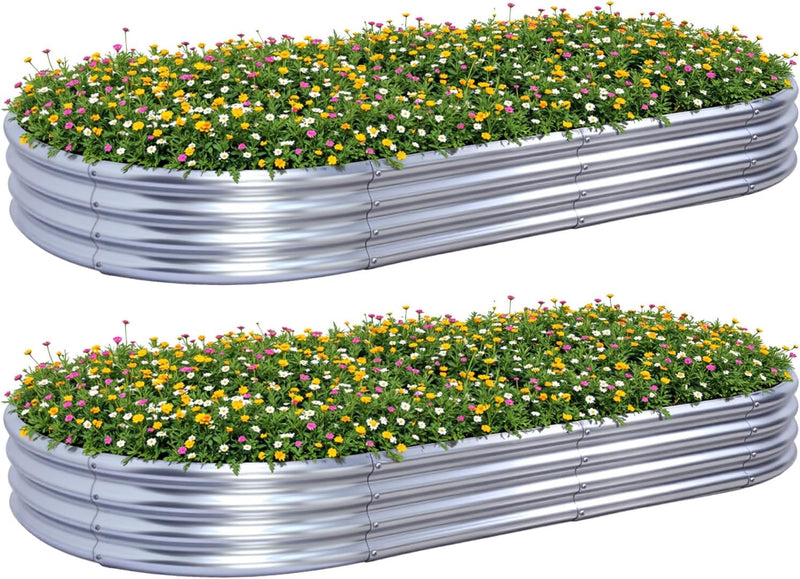 2pcs Raised Garden Bed 4x2x1FT Galvanized Boxes