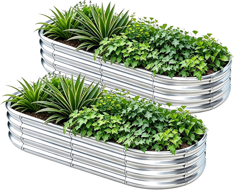 2pcs Raised Garden Bed 4x2x1FT Galvanized Boxes