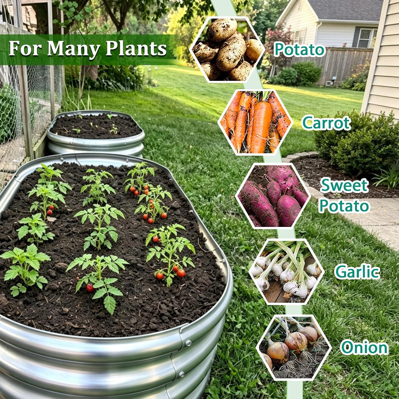 2pcs Raised Garden Bed 4x2x1FT Galvanized Boxes