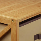 2x Bamboo Shelf with Basket 2 Tiers Wooden