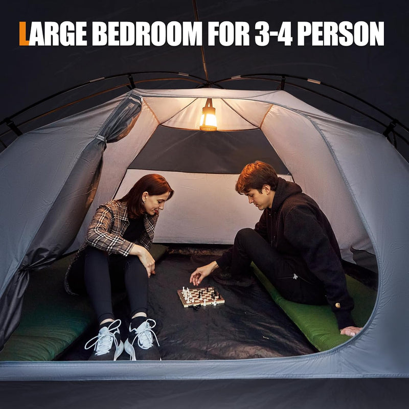 3-4 Man Tent with Porch Camping for 3