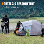 3-4 Man Tent with Porch Camping for 3