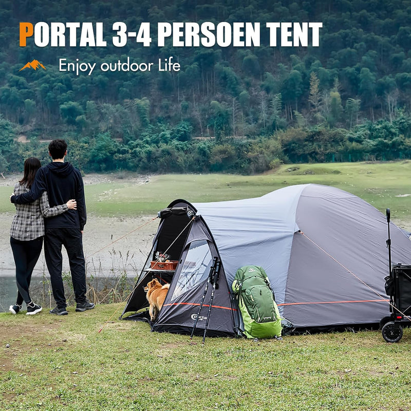3-4 Man Tent with Porch Camping for 3