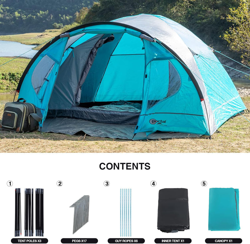 3-4 Man Tent with Porch Camping for 3