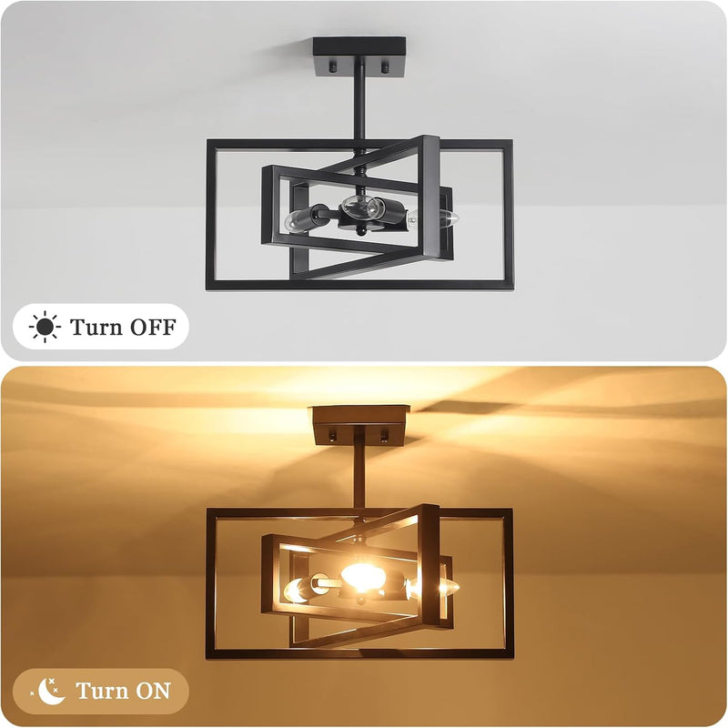 3 Ceiling Lights Living Room Industrial Semi Flush