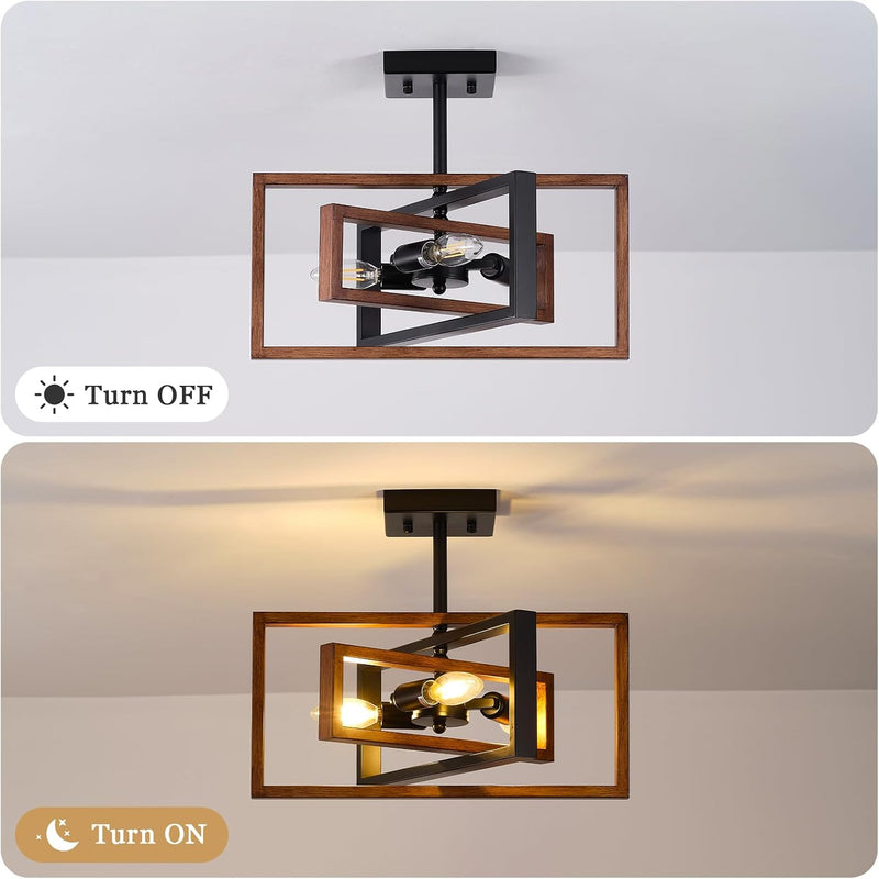 3 Ceiling Lights Living Room Industrial Semi Flush