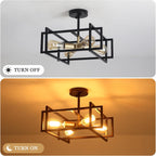 3 Ceiling Lights Living Room Industrial Semi Flush