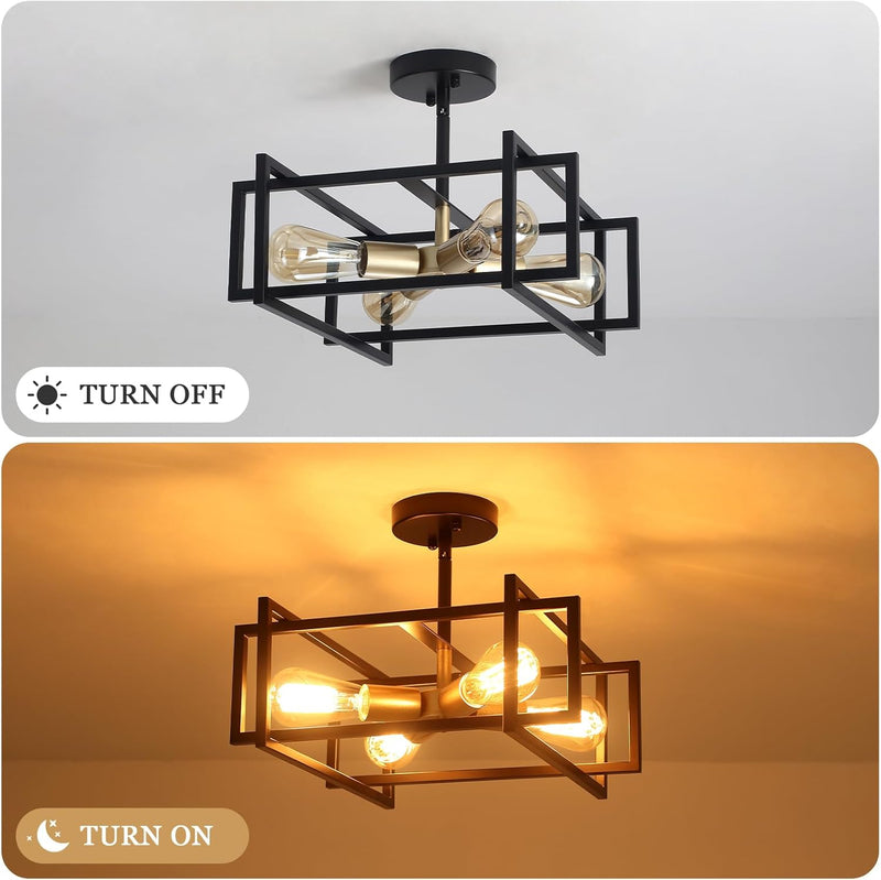 3 Ceiling Lights Living Room Industrial Semi Flush
