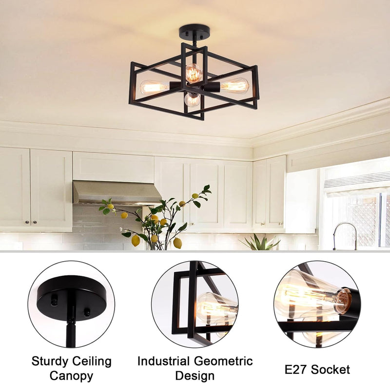 3 Ceiling Lights Living Room Industrial Semi Flush