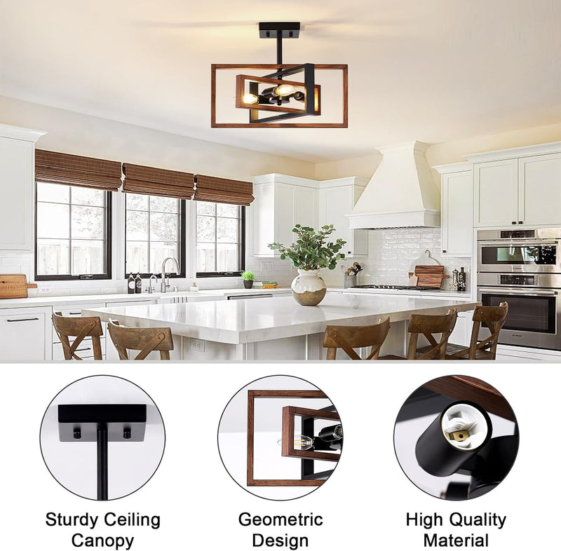 3 Ceiling Lights Living Room Industrial Semi Flush