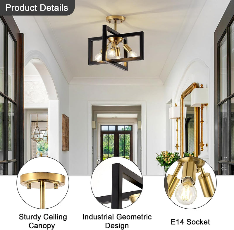 3 Ceiling Lights Living Room Industrial Semi Flush