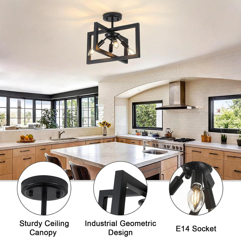 3 Ceiling Lights Living Room Industrial Semi Flush