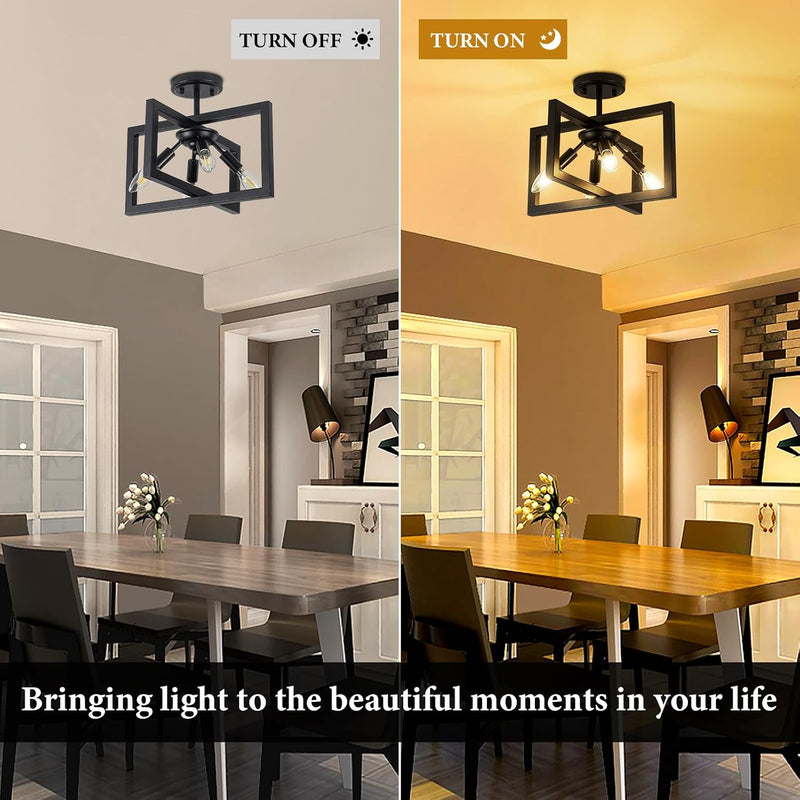 3 Ceiling Lights Living Room Industrial Semi Flush