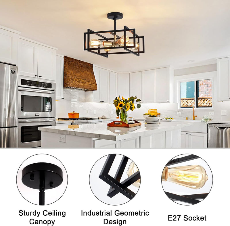 3 Ceiling Lights Living Room Industrial Semi Flush