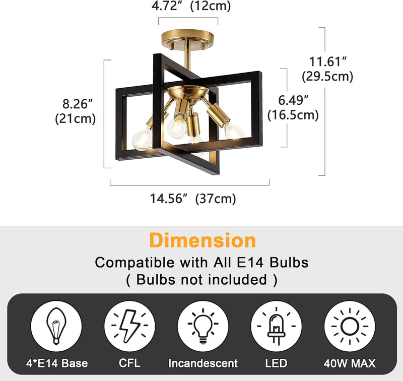 3 Ceiling Lights Living Room Industrial Semi Flush