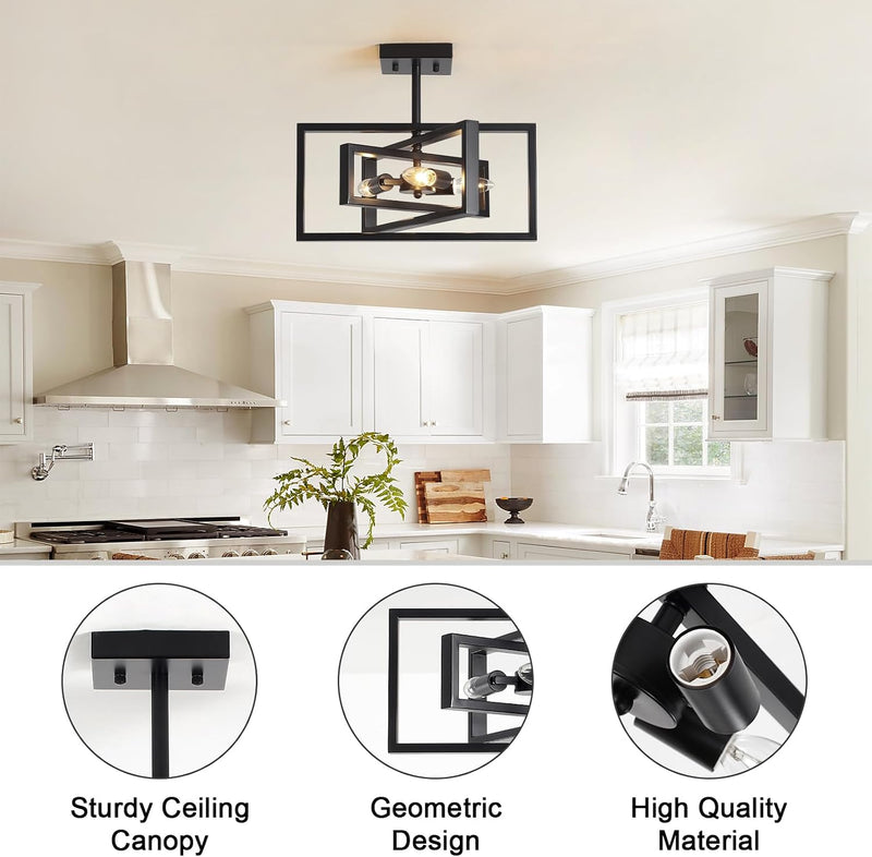3 Ceiling Lights Living Room Industrial Semi Flush