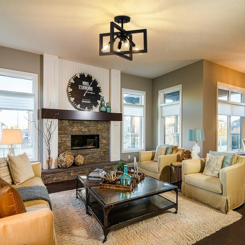 3 Ceiling Lights Living Room Industrial Semi Flush