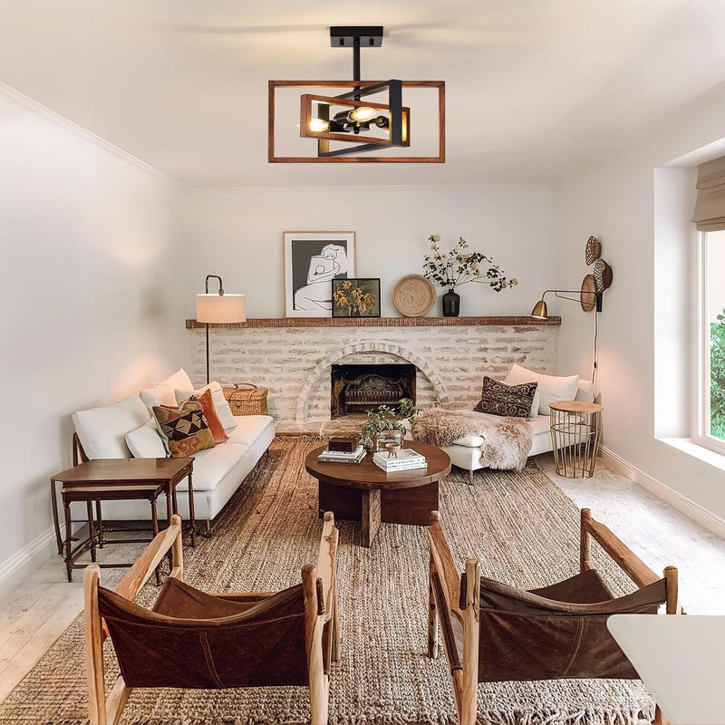 3 Ceiling Lights Living Room Industrial Semi Flush