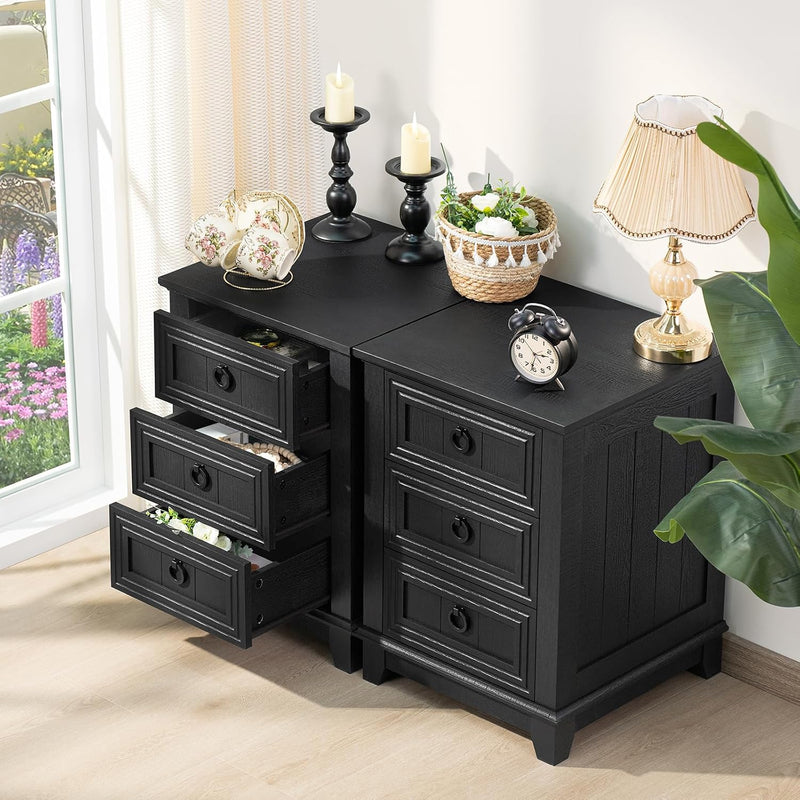 3 Drawer Bedside Table 46CM Wide Cabinet