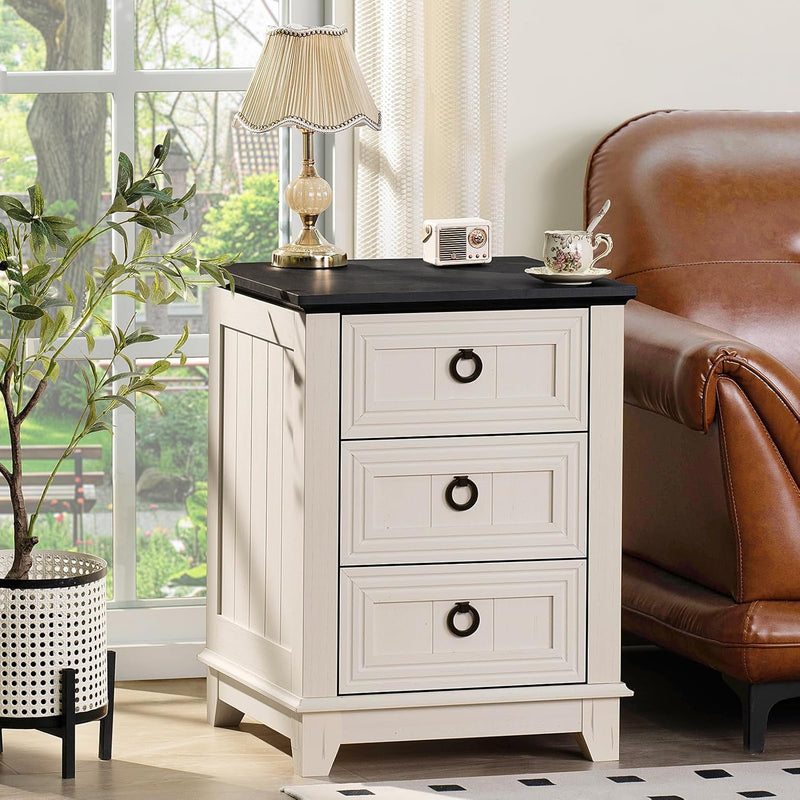 3 Drawer Bedside Table 46CM Wide Cabinet