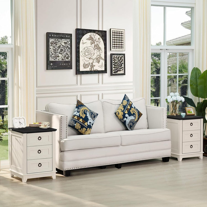 3 Drawer Bedside Table 46CM Wide Cabinet