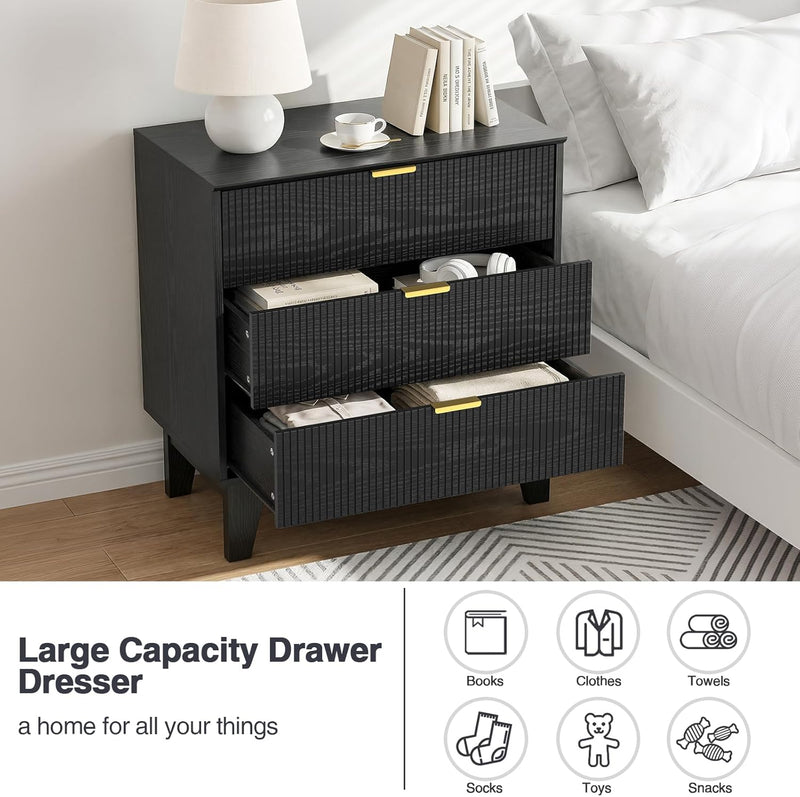 3 Drawer Chest of Drawers Modern Wooden Storage