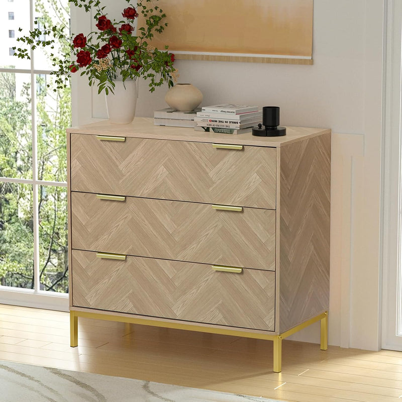 3 Drawer Chest of Drawers Wooden Dresser