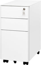 3-Drawer Metal Filing Cabinet on Wheels Fully Assembled