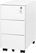 3-Drawer Metal Filing Cabinet on Wheels Fully Assembled