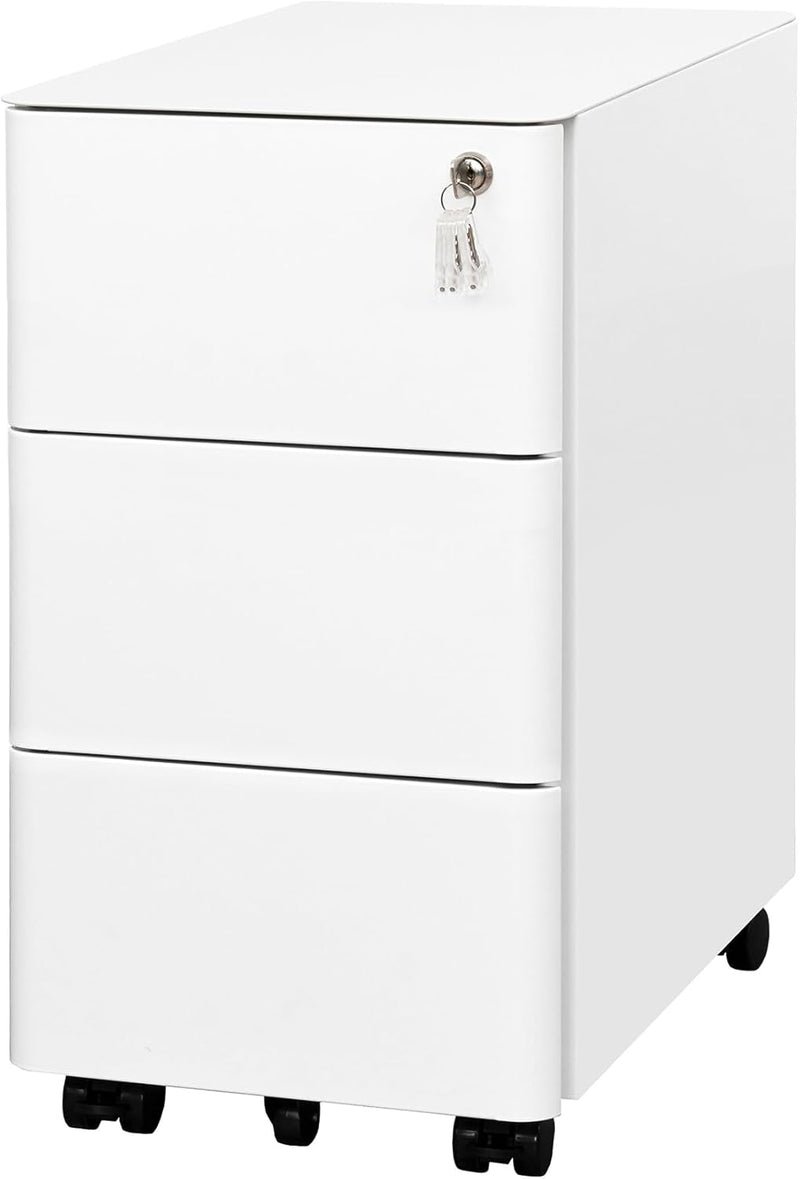 3-Drawer Metal Filing Cabinet on Wheels Fully Assembled