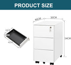 3-Drawer Metal Filing Cabinet on Wheels Fully Assembled