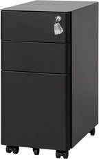 3-Drawer Metal Filing Cabinet on Wheels Fully Assembled