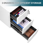 3-Drawer Metal Filing Cabinet on Wheels Fully Assembled