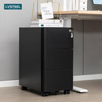 3-Drawer Metal Filing Cabinet on Wheels Fully Assembled