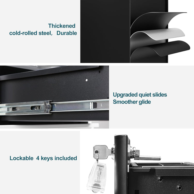 3-Drawer Metal Filing Cabinet on Wheels Fully Assembled