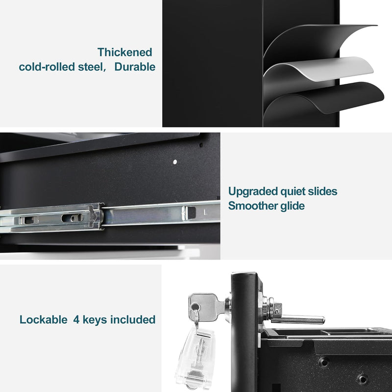 3-Drawer Metal Filing Cabinet on Wheels Fully Assembled