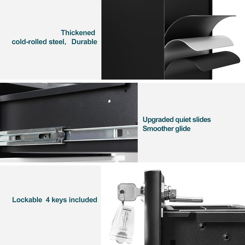 3-Drawer Metal Filing Cabinet on Wheels Fully Assembled
