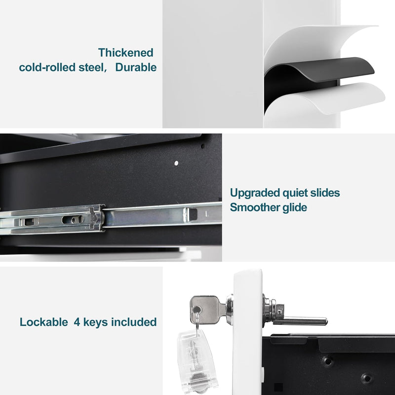 3-Drawer Metal Filing Cabinet on Wheels Fully Assembled