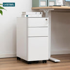 3-Drawer Metal Filing Cabinet on Wheels Fully Assembled