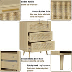 3 Drawer Rattan Dresser for Bedroom Boho Beside