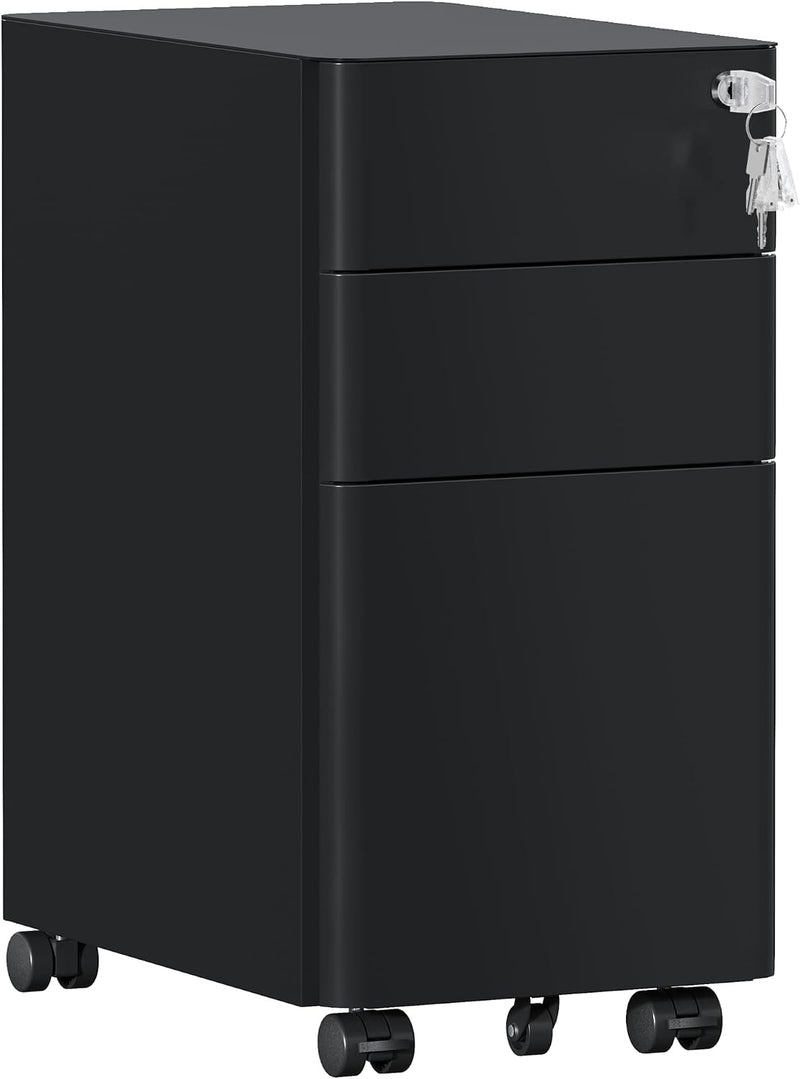 3 Drawers File Cabinet Mobile Filing with Lock