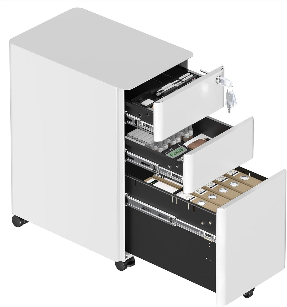 3 Drawers File Cabinet Mobile Filing with Lock
