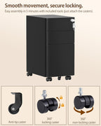 3 Drawers File Cabinet Mobile Filing with Lock