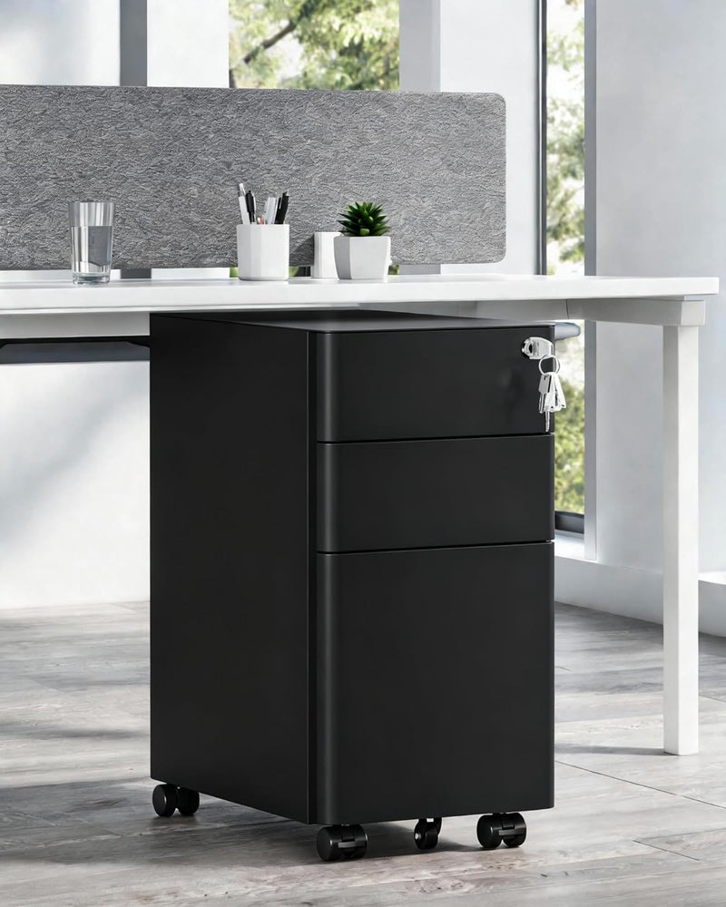 3 Drawers File Cabinet Mobile Filing with Lock