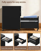 3 Drawers File Cabinet Mobile Filing with Lock