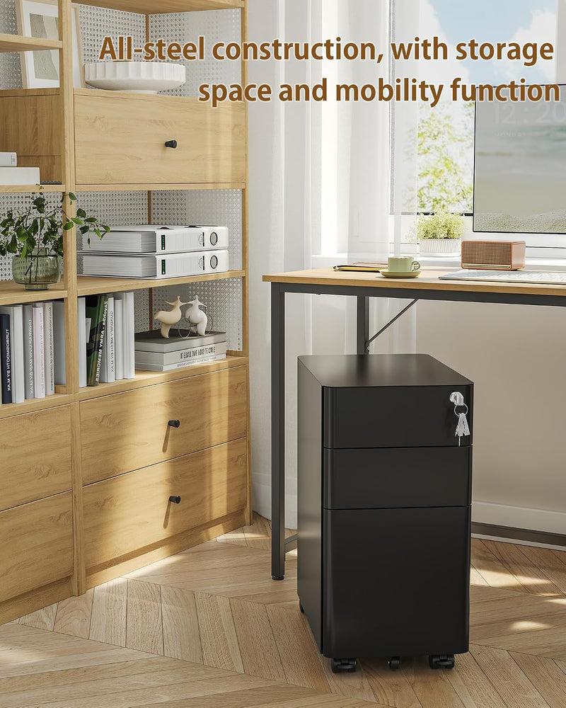 3 Drawers File Cabinet Mobile Filing with Lock