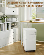 3 Drawers File Cabinet Mobile Filing with Lock