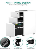3-Drawers Filing Cabinet Lockable Home Office Mobile File