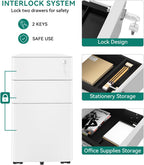 3-Drawers Filing Cabinet Lockable Home Office Mobile File